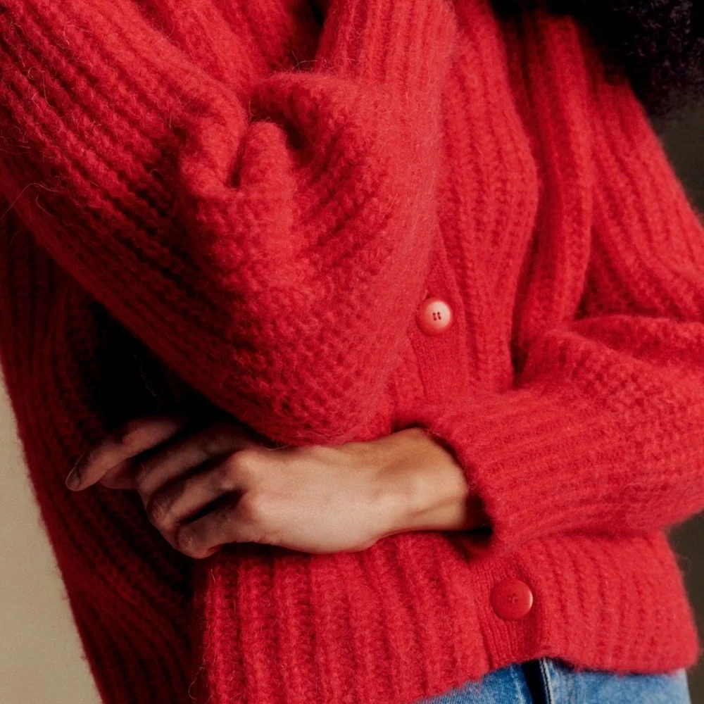 Sezane Emile Cardigan Red - Size S - Picture 2 of 7